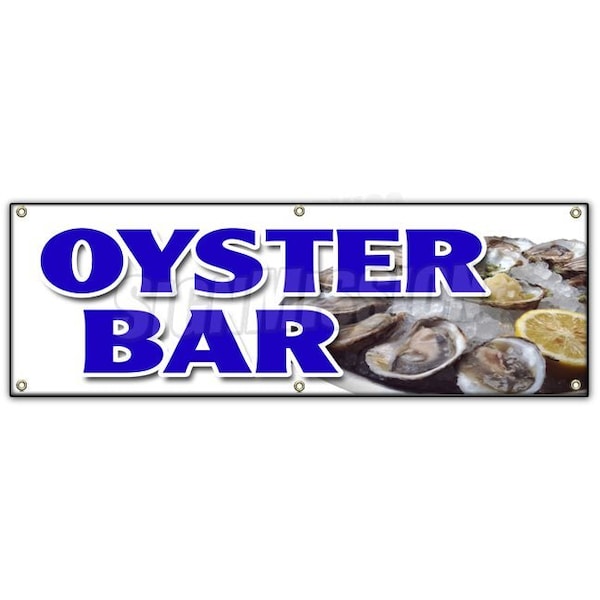 OYSTER BAR BANNER SIGN fresh clams crabs seafood beer liquor restaurant